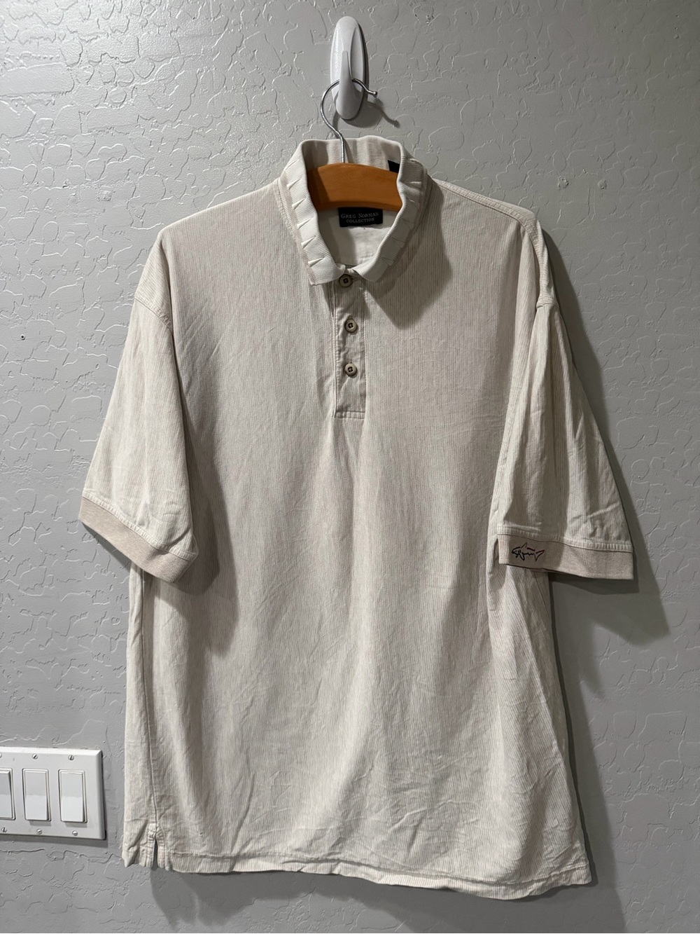 Vintage Greg Norman “Sharktooth” Collar Golf Polo Large Bin 1